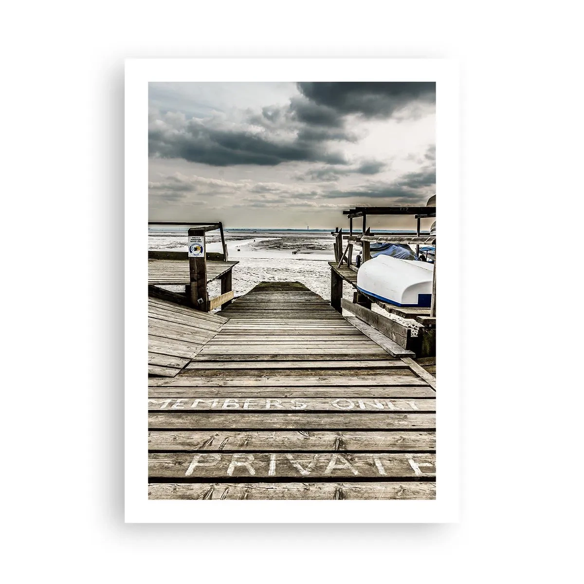 Affiche - Poster - Jetée en bois sur la mer - 50x70cm - Plage de minuit - Décoration murale moderne pour le salon et la chambre ARTTOR