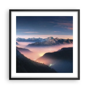 Affiche dans un cadre noir - Poster - Lumière dans les vallées - 50x50 cm