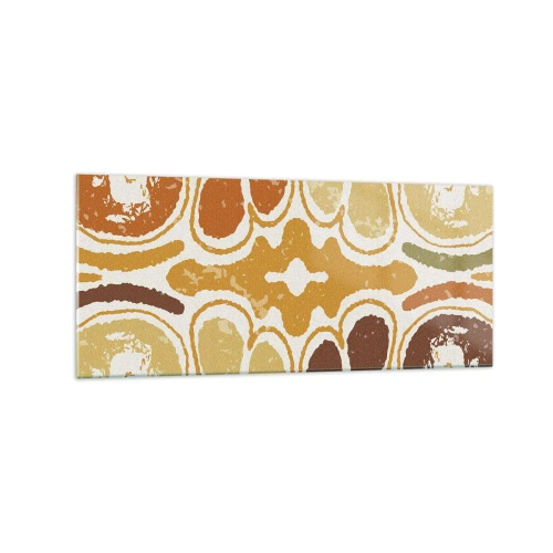 Impression sur verre - Image sur verre - Motifs abstraits chaleureux dans les tons jaunes et bruns - 120x50cm - Abstraction sentimentale - Décoration murale moderne pour le salon et la chambre ARTTOR