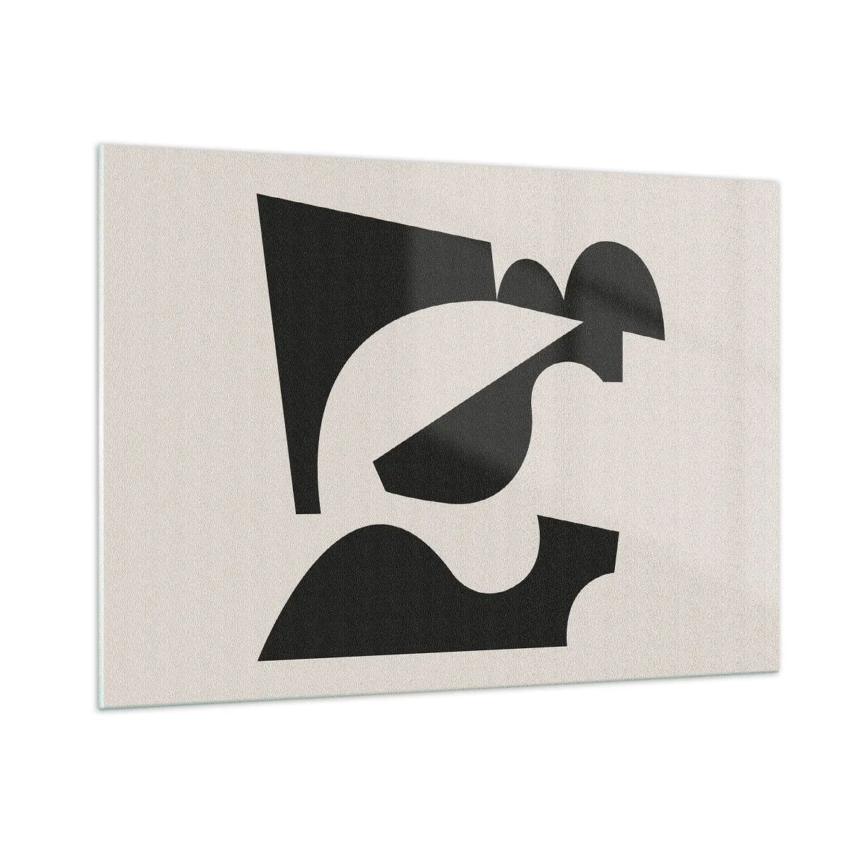 Impression sur verre - Image sur verre - Composition géométrique abstraite en noir et blanc - 100x70cm - À monter soi-même - Décoration murale moderne pour le salon et la chambre ARTTOR
