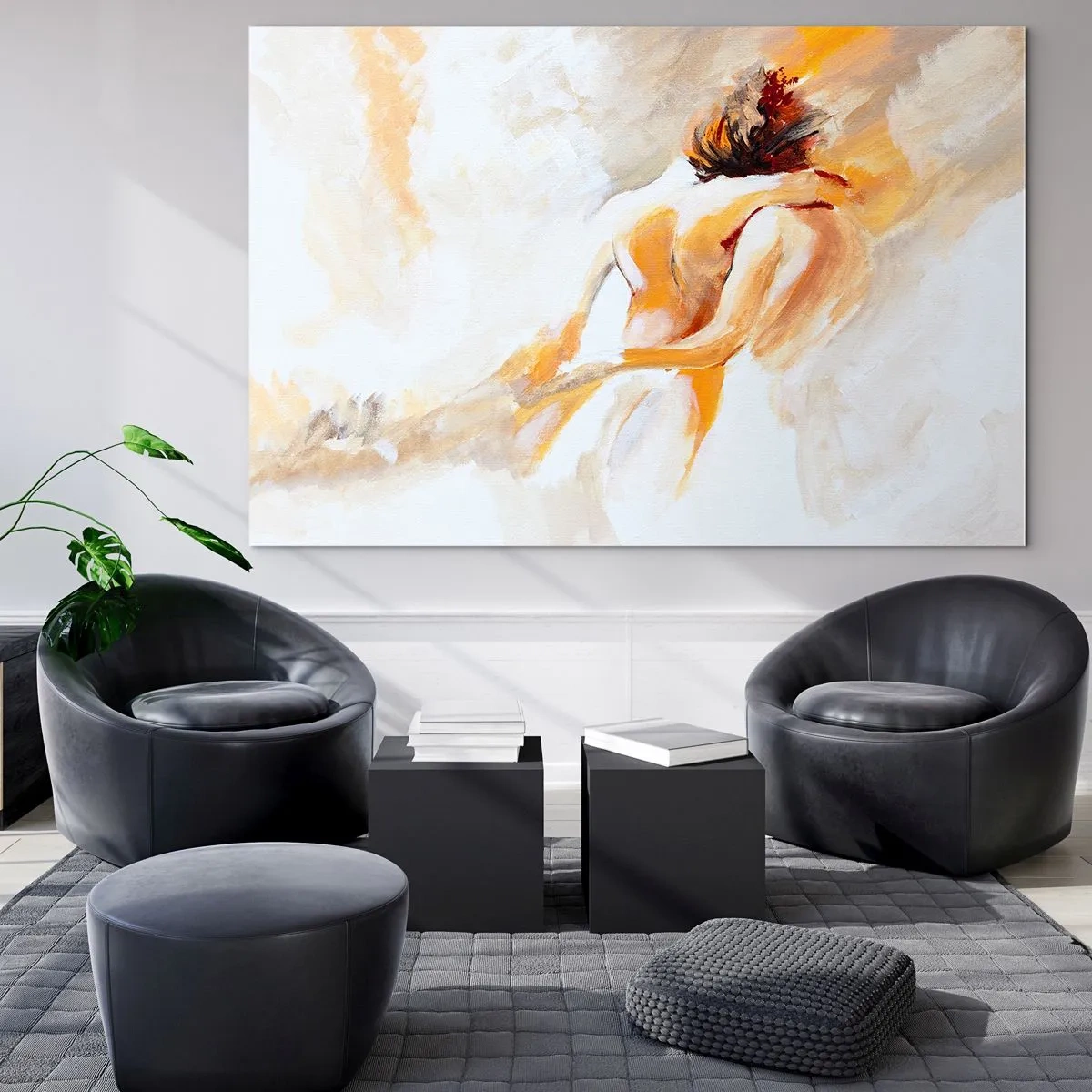 Impression sur verre - Image sur verre - Un nude délicat aux couleurs pastel chaudes - 100x70cm - Proximité dans le ciel - Décoration murale moderne pour le salon et la chambre ARTTOR