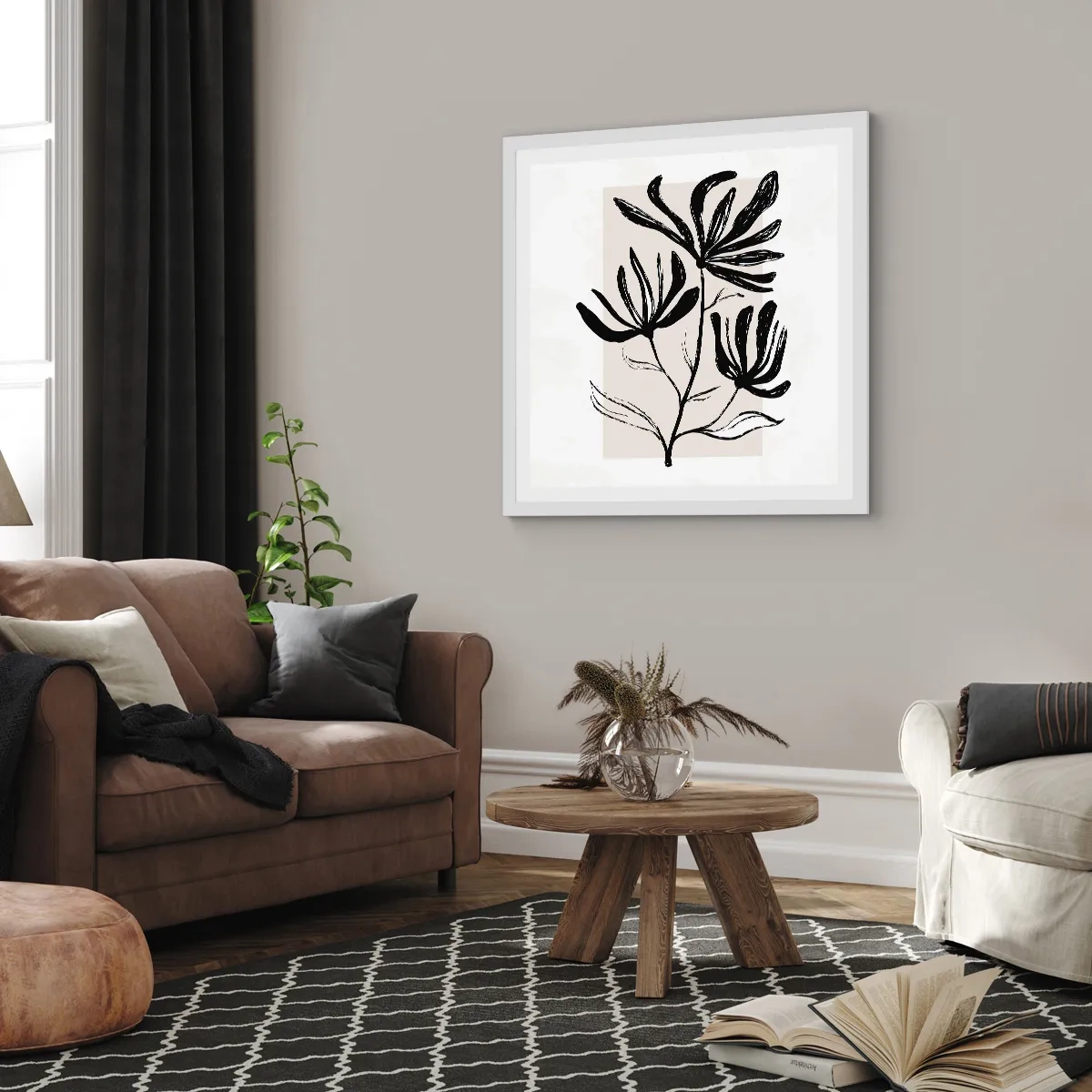 Affiche dans un cadre blanc - Poster - Esquisse pour l'herbier - 60x60 cm