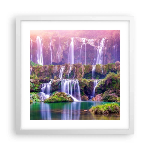 Affiche dans un cadre blanc - Poster - Escalier vers le ciel - 40x40 cm