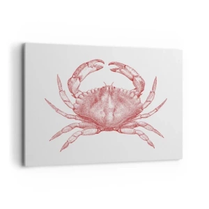 Impression sur toile - Image sur toile - Dessin d'un crabe dans une teinte rouge - 100x70cm - Le crabe des crabes - Décoration murale moderne pour le salon et la chambre ARTTOR