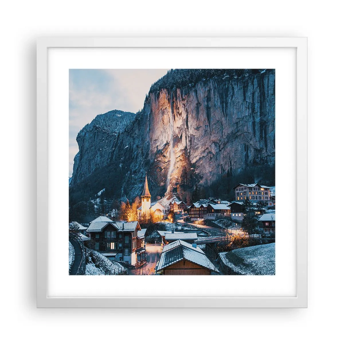 Affiche dans un cadre blanc - Poster - Esprit brillant de l'hiver - 40x40 cm