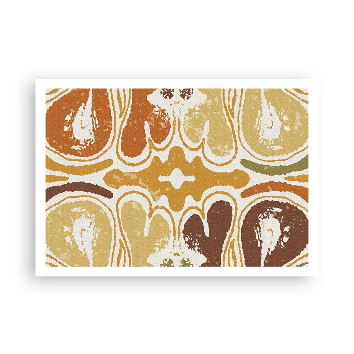 Affiche - Poster - Motifs abstraits chaleureux dans les tons jaunes et bruns - 100x70cm - Abstraction sentimentale - Décoration murale moderne pour le salon et la chambre ARTTOR