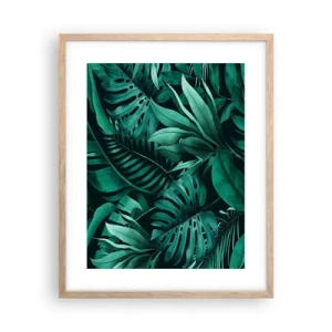 Affiche dans un chêne clair - Poster - Profondeur du vert tropical - 40x50 cm