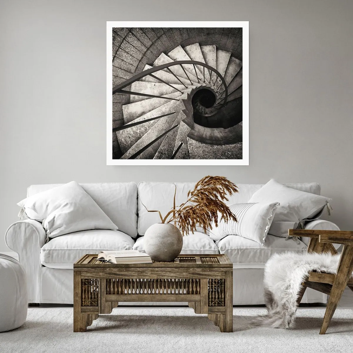 Affiche - Poster - En haut des escaliers, en bas des escaliers - 60x60 cm