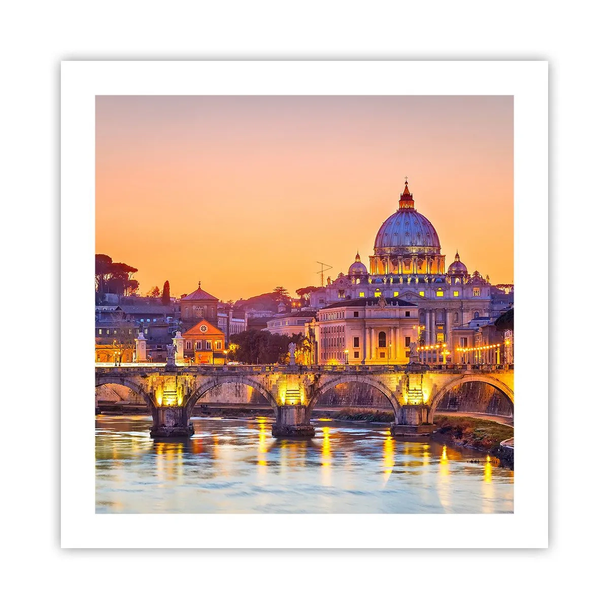 Affiche - Poster - Coucher de soleil sur la ville éternelle - 50x50 cm