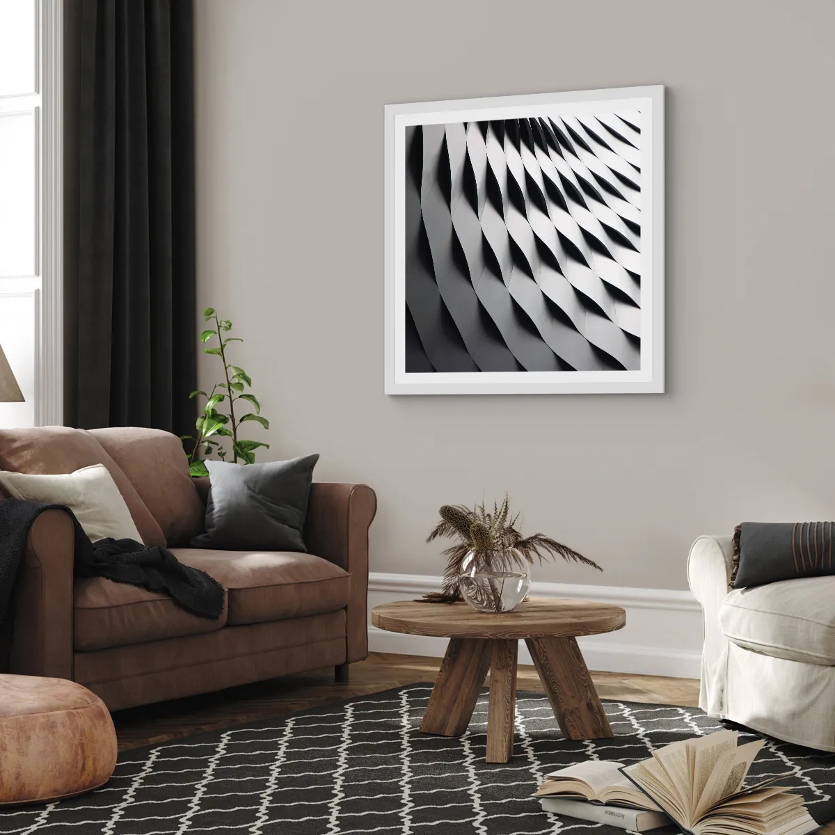 Affiche dans un cadre blanc - Poster - A la surface des vagues - 40x40 cm