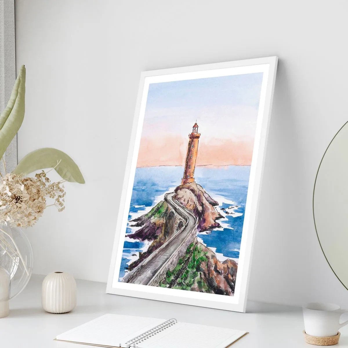 Affiche dans un cadre blanc - Poster - Face à la mer - 30x40 cm