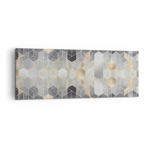 Impression sur toile - Image sur toile - Motif géométrique dans des tons dorés - 140x50cm - Composition de diamants - Décoration murale moderne pour le salon et la chambre ARTTOR