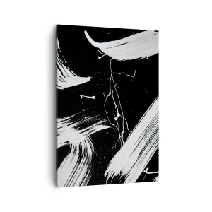 Impression sur toile - Image sur toile - Traits blancs abstraits sur fond noir - 50x70cm - Briser les ténèbres - Décoration murale moderne pour le salon et la chambre ARTTOR