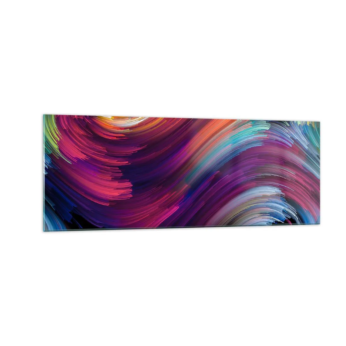 Impression sur verre - Image sur verre - Tourbillons abstraits aux couleurs vibrantes - 140x50cm - Le début d'un nouveau monde - Décoration murale moderne pour le salon et la chambre ARTTOR
