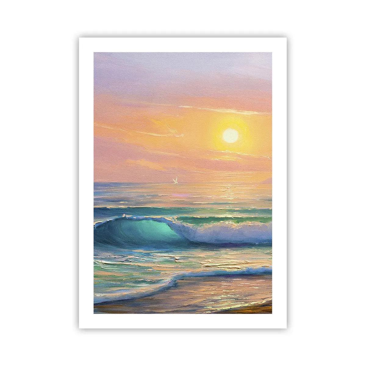 Affiche - Poster - Un coucher de soleil ensoleillé sur un océan calme - 50x70cm - Le chant turquoise des vagues - Décoration murale moderne pour le salon et la chambre ARTTOR