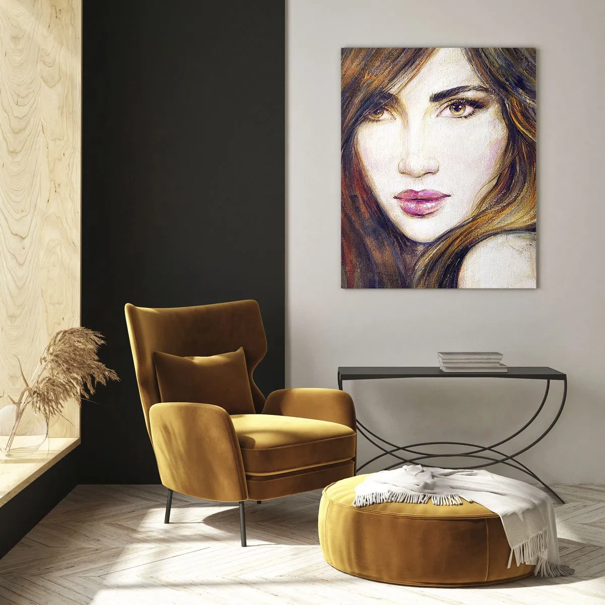 Impression sur verre - Image sur verre - Portrait d'une femme dans un style pictural - 80x120cm - Un sou pour vos pensées - Décoration murale moderne pour le salon et la chambre ARTTOR