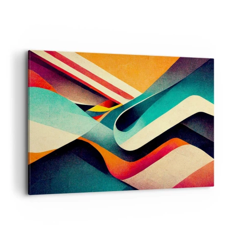 Impression sur toile - Image sur toile - Vagues abstraites colorées dans une composition dynamique - 120x80cm - Composition intense - Décoration murale moderne pour le salon et la chambre ARTTOR