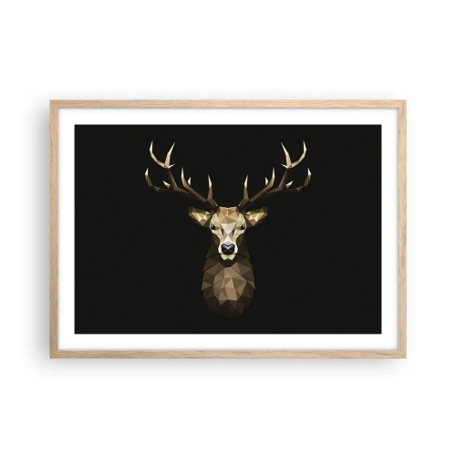 Affiche dans un chêne clair - Poster - Cerf cubique - 70x50 cm