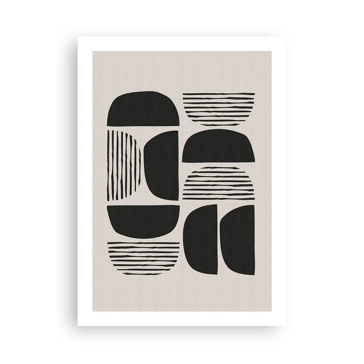 Affiche - Poster - Abstraction géométrique avec des formes et des lignes noires - 50x70cm - Offres sans enthousiasme - Décoration murale moderne pour le salon et la chambre ARTTOR