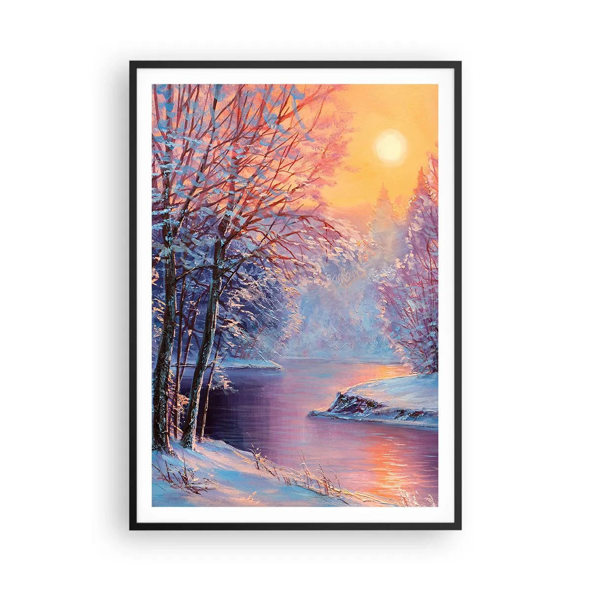 Affiche dans un cadre noir - Poster - Couleurs d'hiver - 70x100 cm