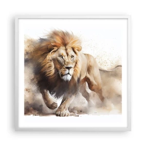 Affiche dans un cadre blanc - Poster - Le roi bougea - 60x60 cm