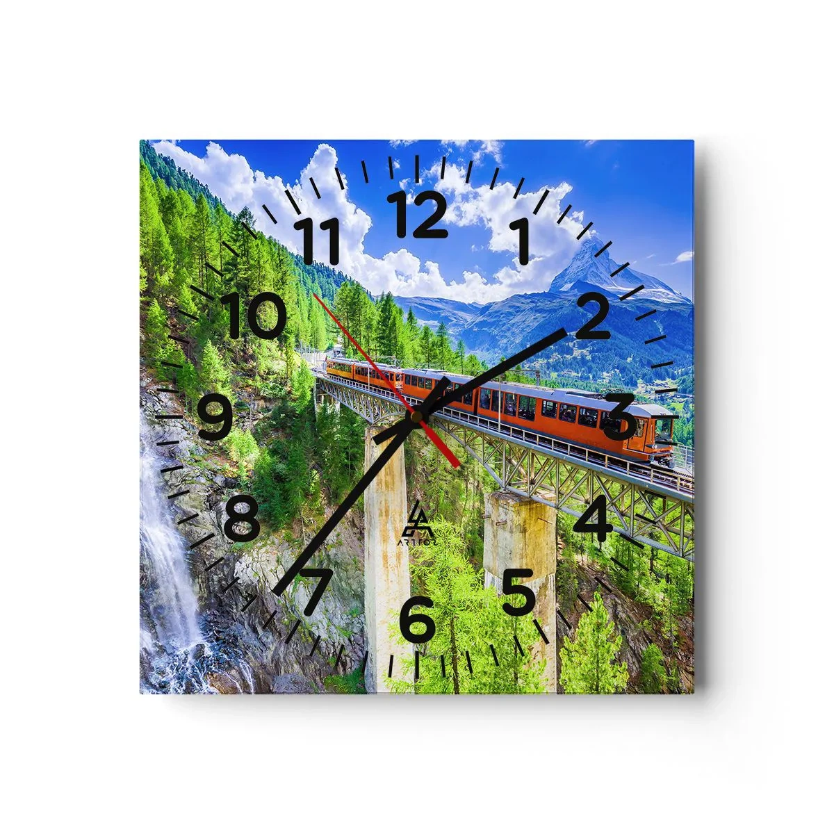 Horloge murale - Pendule murale - Train dans les Alpes - 40x40 cm