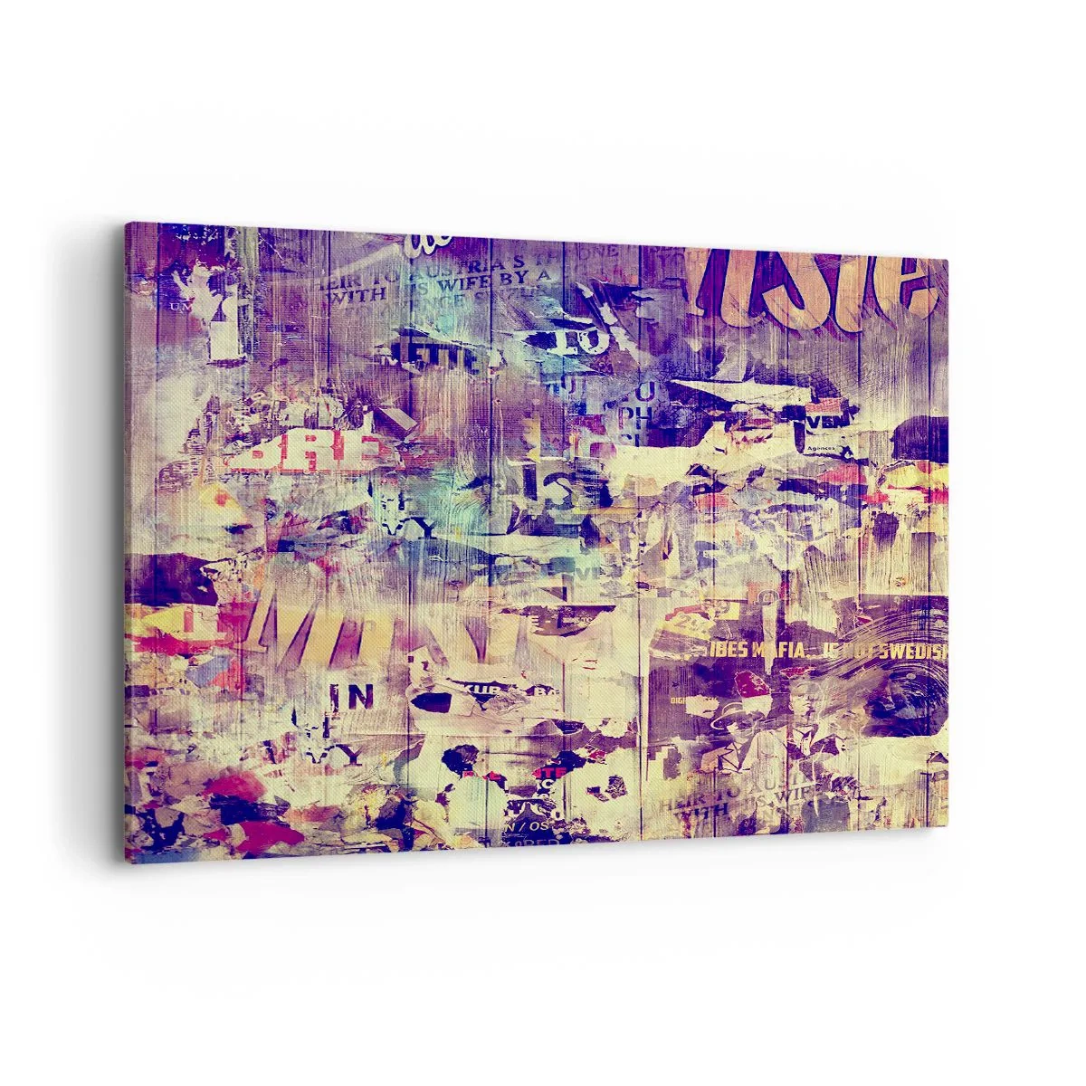 Impression sur toile - Image sur toile - Collage abstrait coloré avec texte et graphiques - 100x70cm - Et c'est tout ce qu'il y a à faire - Décoration murale moderne pour le salon et la chambre ARTTOR