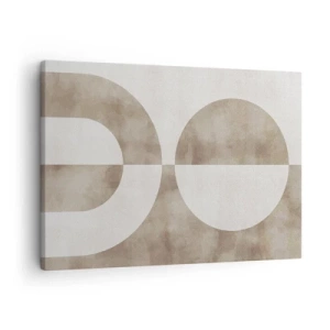 Impression sur toile - Image sur toile - Une peinture abstraite dans les tons beiges avec des formes géométriques et de la symétrie. - 70x50cm - Similitudes et différences - Décoration murale moderne pour le salon et la chambre ARTTOR