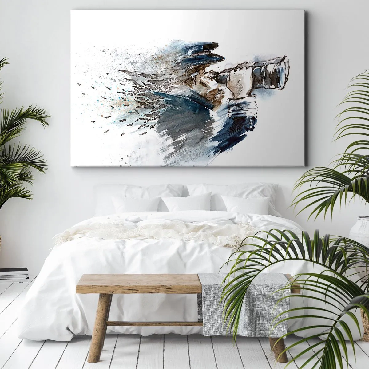 Impression sur toile - Image sur toile - Un capitaine avec des jumelles dans une scène d'aquarelle dynamique - 120x80cm - Dix sur l'échelle de Beaufort ! - Décoration murale moderne pour le salon et la chambre ARTTOR