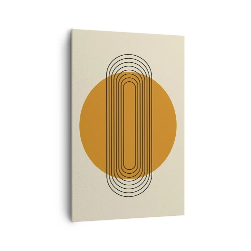Impression sur toile - Image sur toile - Motif géométrique avec des cercles et des lignes orange - 80x120cm - Plan idéal - Décoration murale moderne pour le salon et la chambre ARTTOR