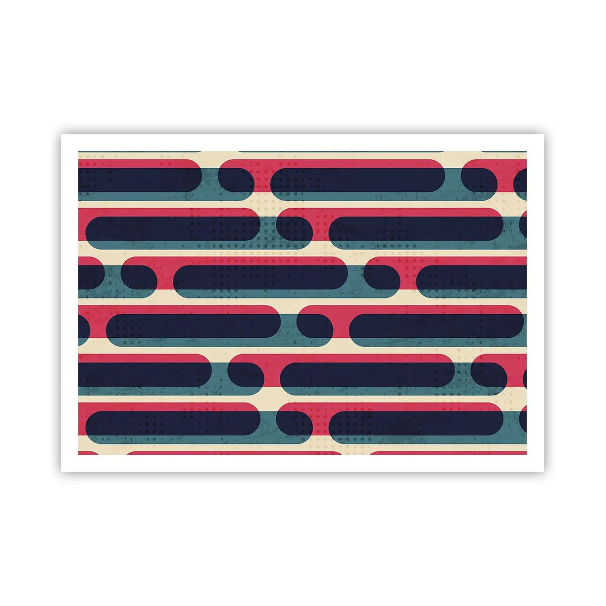 Affiche - Poster - Motif géométrique rétro aux couleurs pastel - 100x70cm - En profondeur et sur l'avant - Décoration murale moderne pour le salon et la chambre ARTTOR