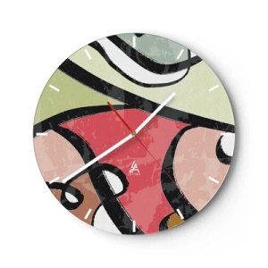 Horloge murale - Pendule murale - Formes abstraites colorées dans des tons pastel - 30x30cm - Pirouettes parmi les couleurs - Décoration murale moderne pour le salon, la cuisine et la chambre ARTTOR