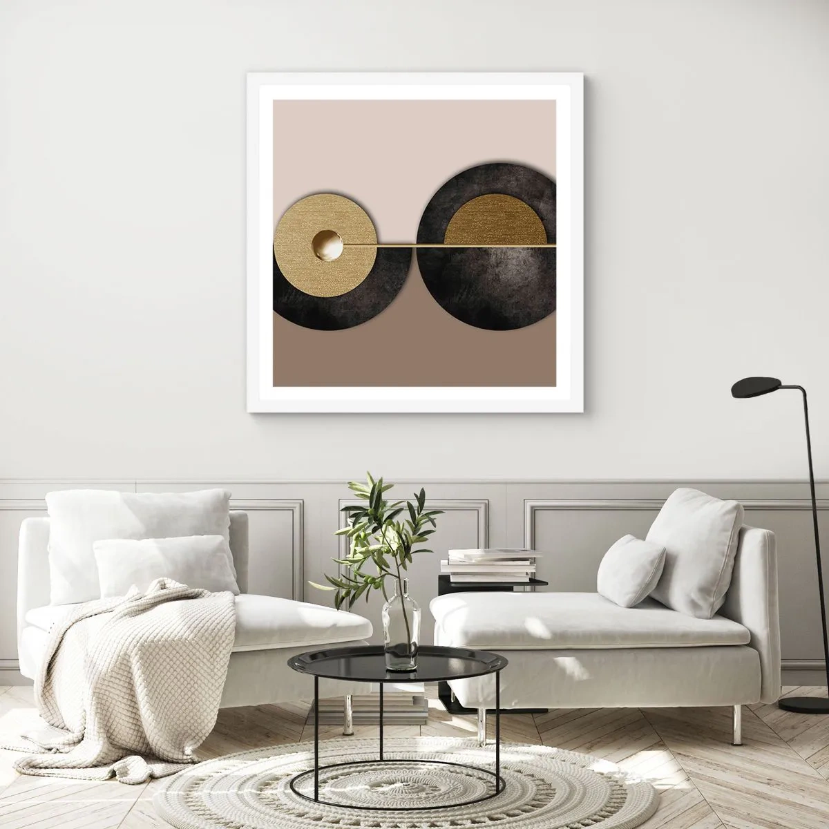 Affiche dans un cadre blanc - Poster - Variations autour du cercle - 30x30 cm