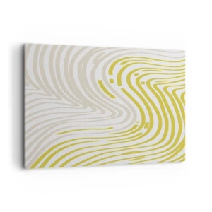 Impression sur toile - Image sur toile - Un motif abstrait avec des lignes ondulées dans des tons de jaune et de beige. - 100x70cm - Une composition au léger virage - Décoration murale moderne pour le salon et la chambre ARTTOR