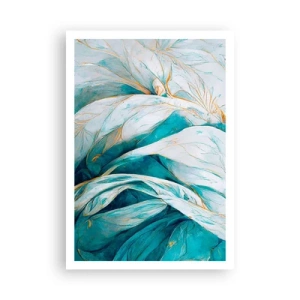 Affiche - Poster - Abstraction bleue avec un motif doré - 70x100 cm