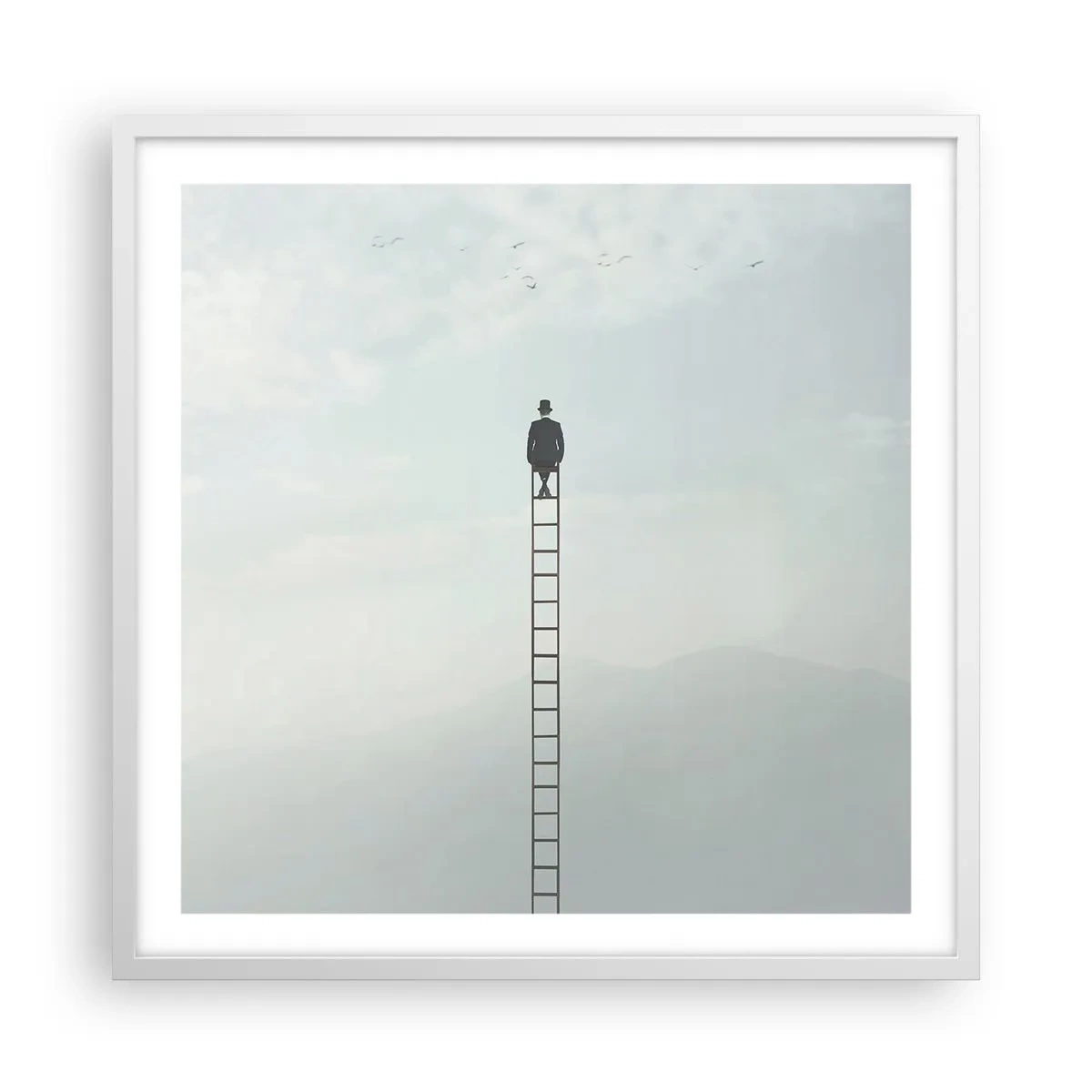 Affiche dans un cadre blanc - Poster - Se soulever au-dessus - 60x60 cm