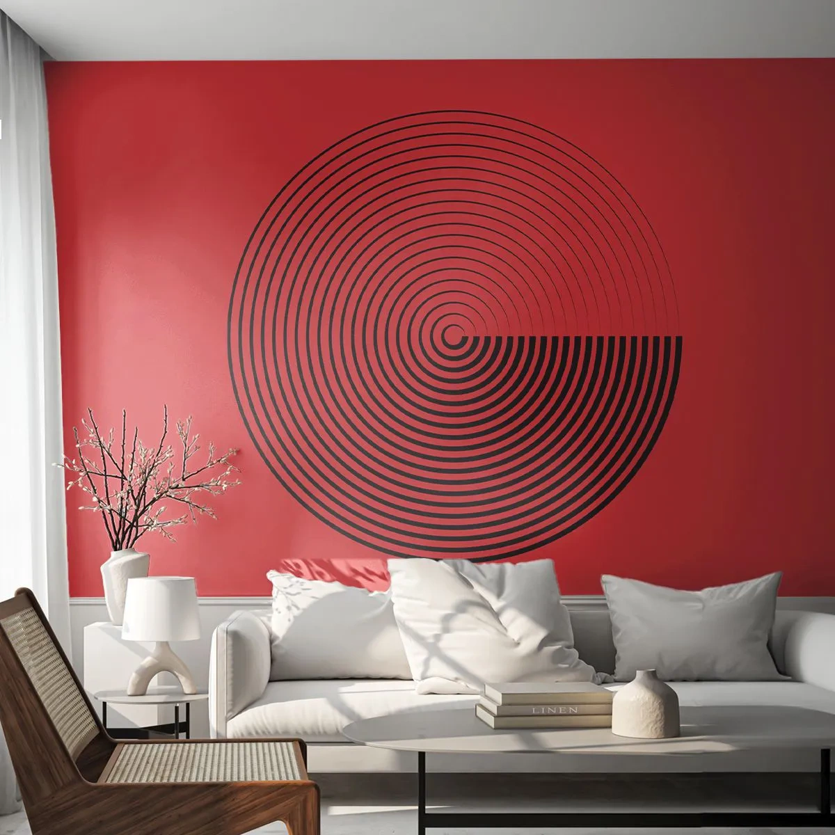 Papier peint sur mesure Autocollant Deluxe - Mouvement circulaire - Minimalisme, Roue, Lignes