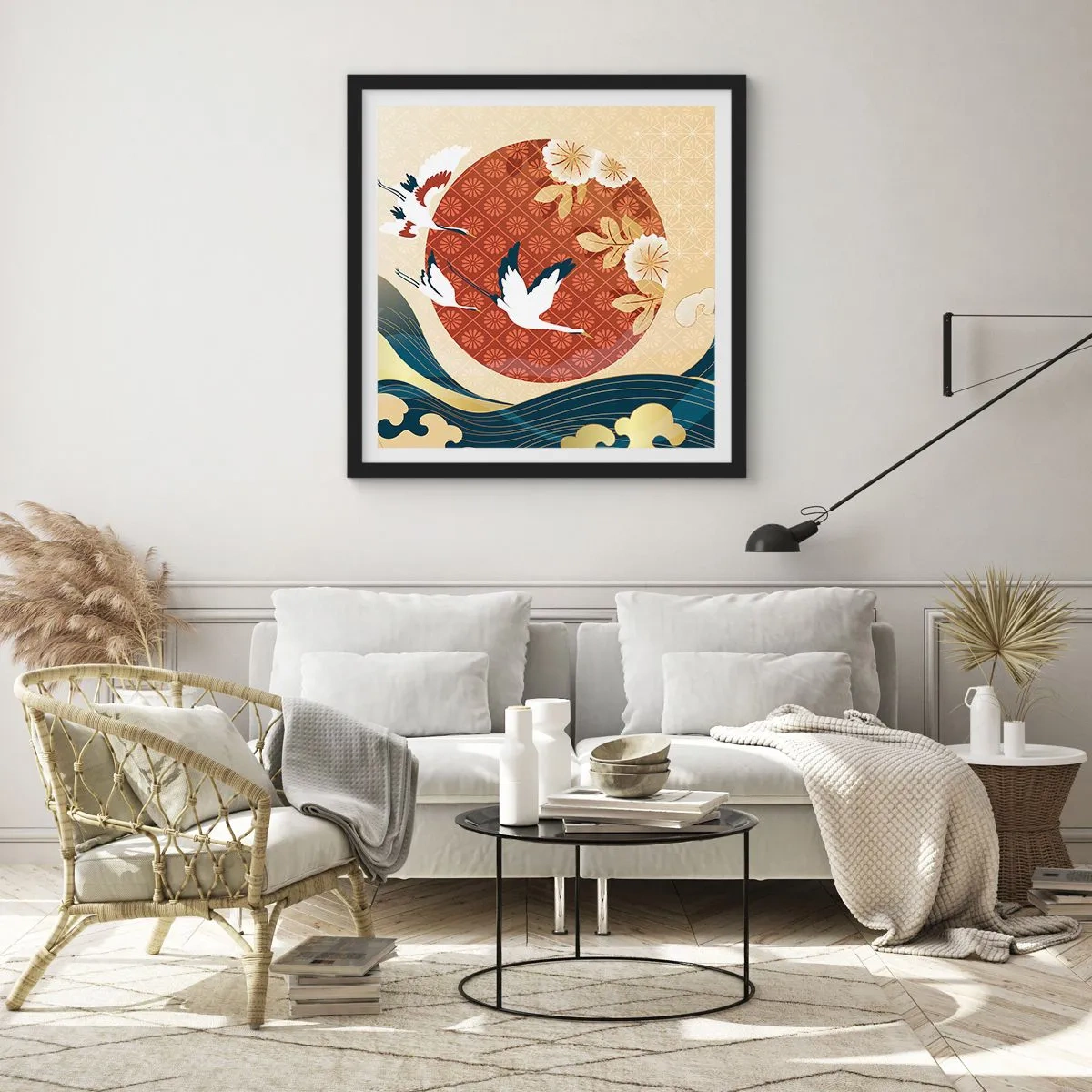 Affiche dans un cadre noir - Poster - Conte japonnais - 60x60 cm