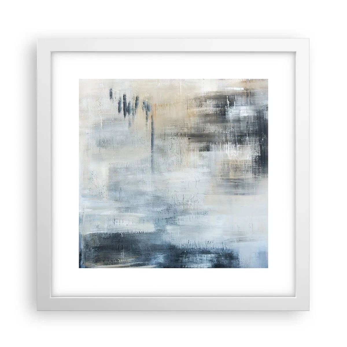 Affiche dans un cadre blanc - Poster - Derrière le rideau bleu - 30x30 cm