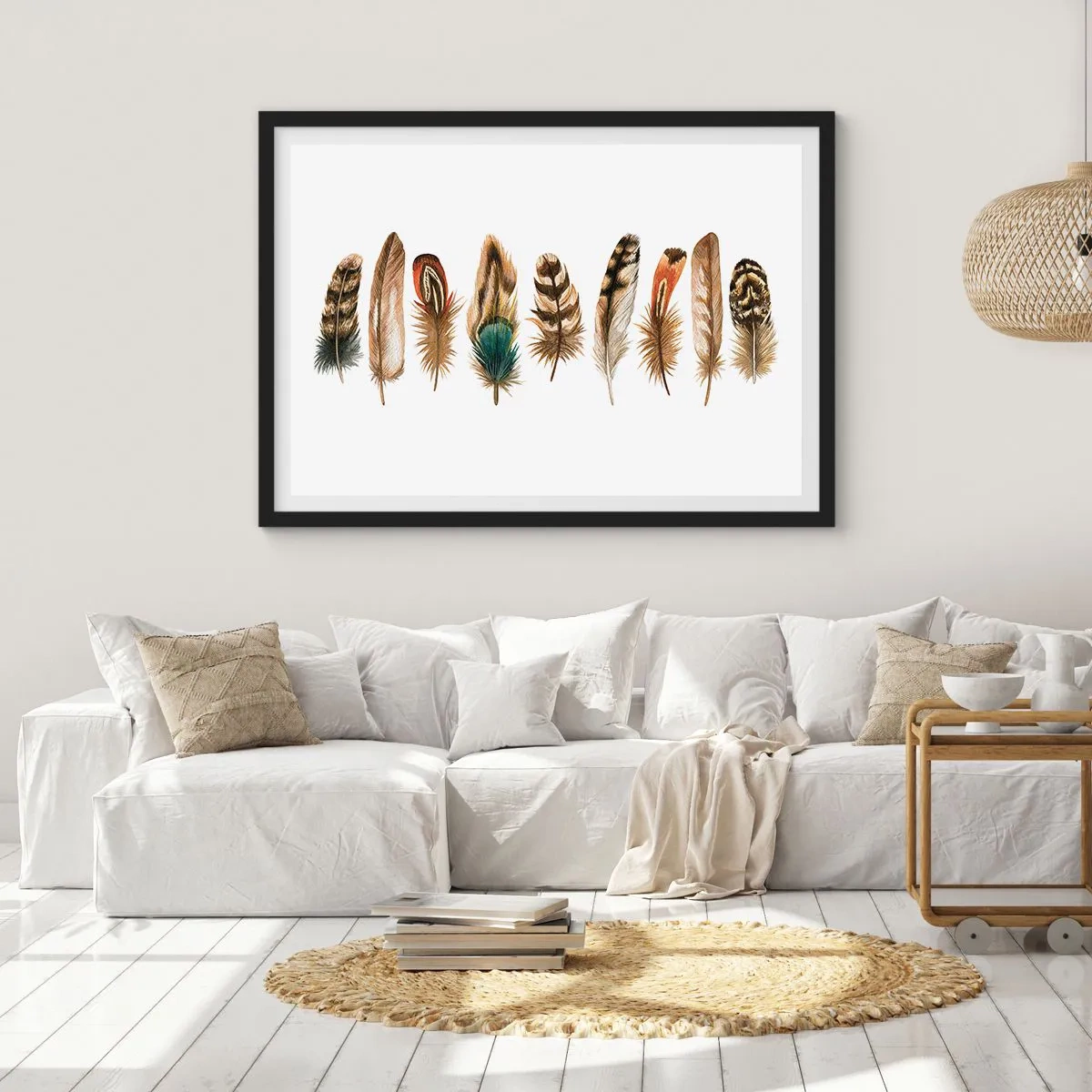 Affiche dans un cadre noir - Poster - Variation à plumes - 40x30 cm