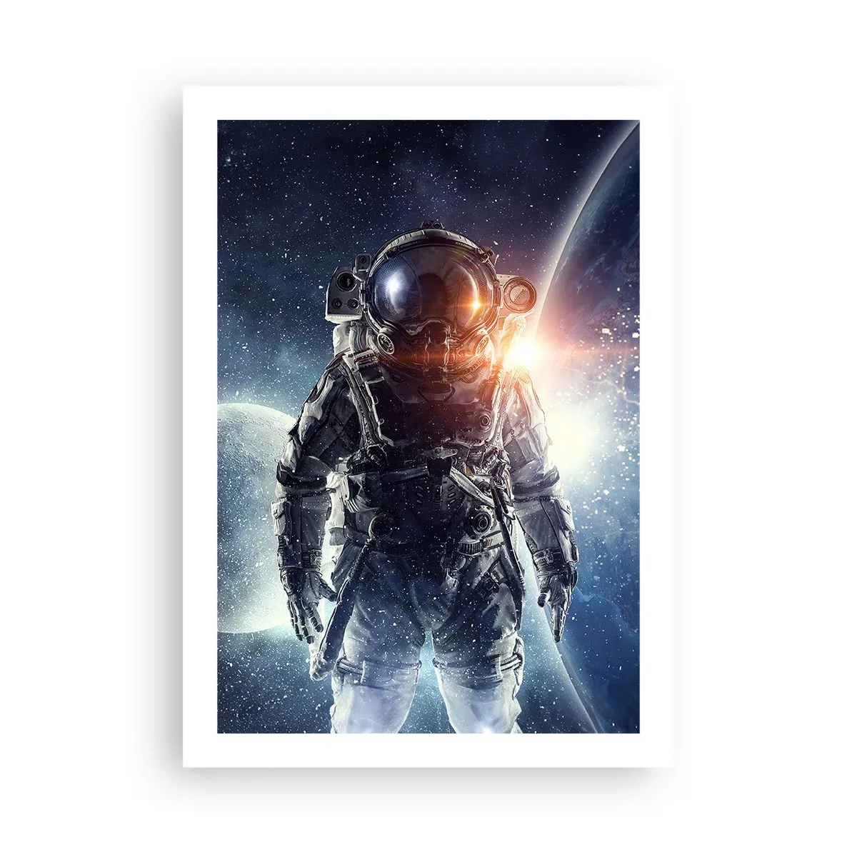 Affiche - Poster - Astronaute dans l'espace avec des planètes et des étoiles en arrière-plan - 50x70cm - Aventure spatiale - Décoration murale moderne pour le salon et la chambre ARTTOR