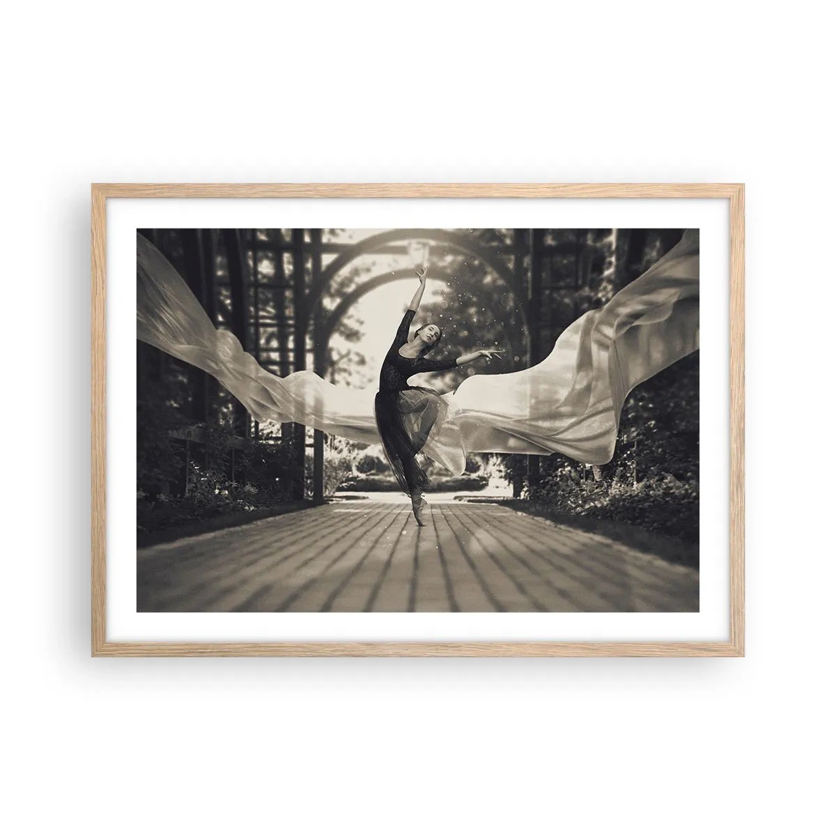 Affiche dans un chêne clair - Poster - La danse de l'esprit jardin - 70x50 cm