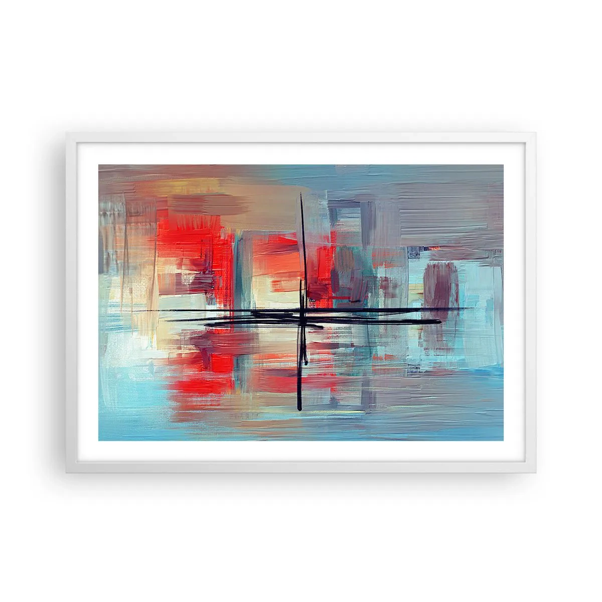 Affiche dans un cadre blanc - Poster - Un paysage dans une dimension inconnue - 70x50 cm