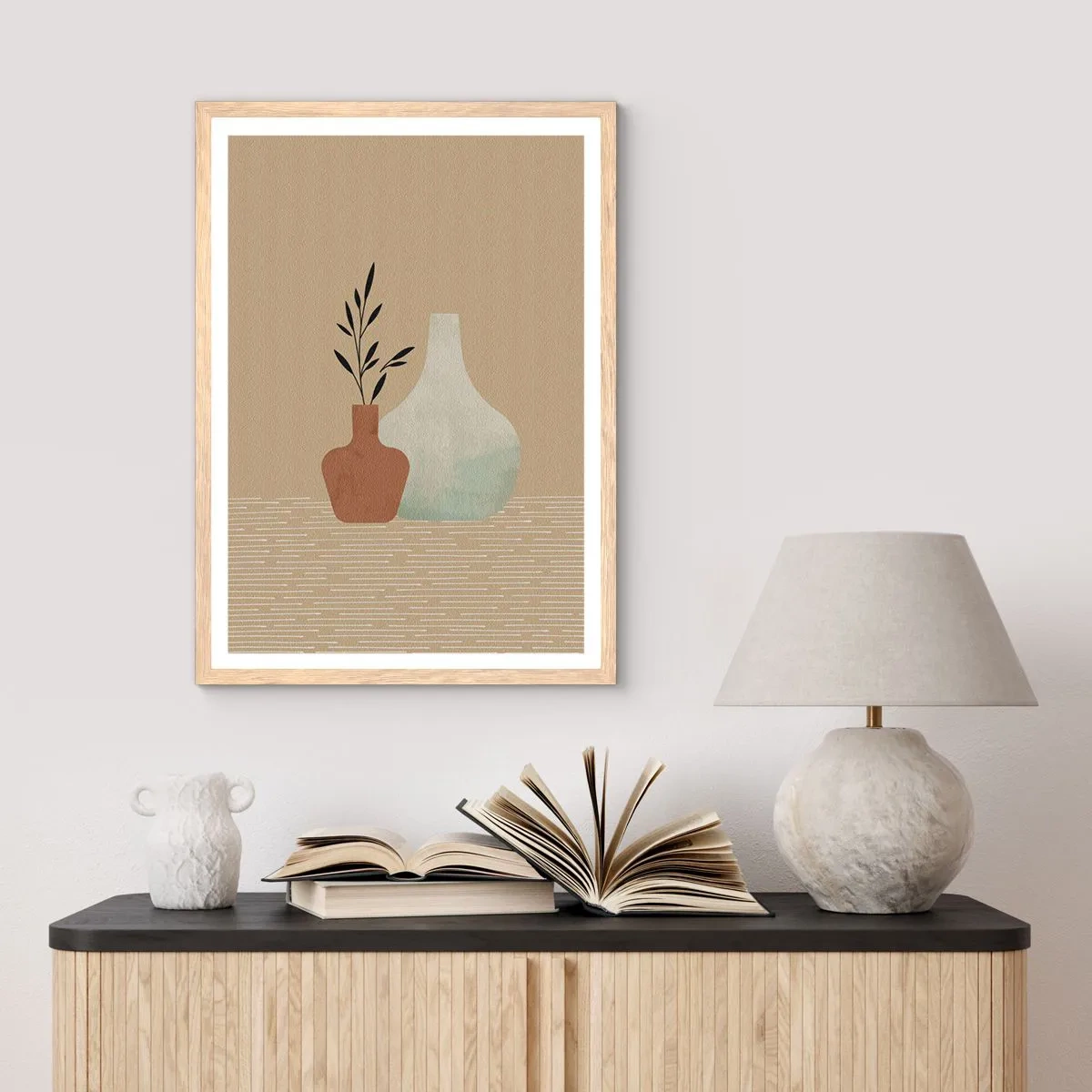 Affiche dans un chêne clair - Poster - Le vase et son idée - 50x70 cm