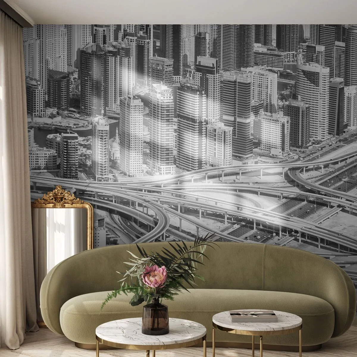 Papier Peint Photo Premium Sand - Dubaï - la ville impossible - Ville, Architecture, Métropole - 200x140 cm