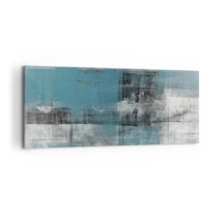 Impression sur toile - Image sur toile - Une composition abstraite dans des tons de bleu avec texture et couches. - 120x50cm - Eau et air - Décoration murale moderne pour le salon et la chambre ARTTOR