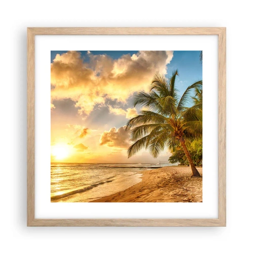 Affiche dans un chêne clair - Poster - Été éternel, toujours des vacances - 40x40 cm