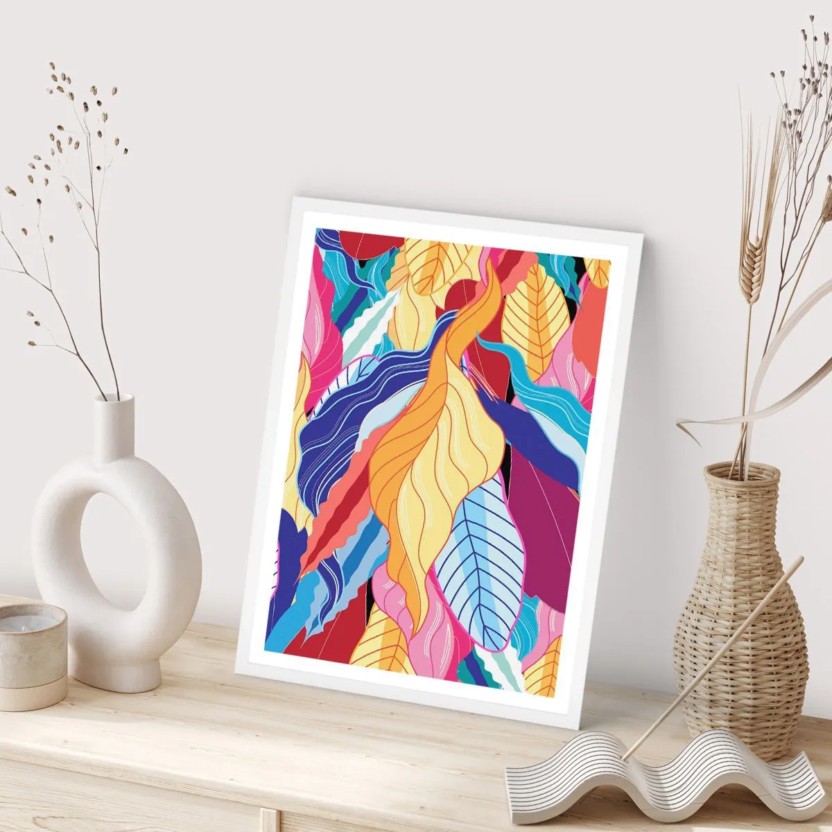 Affiche dans un cadre blanc - Poster - Un désordre coloré - 70x100 cm