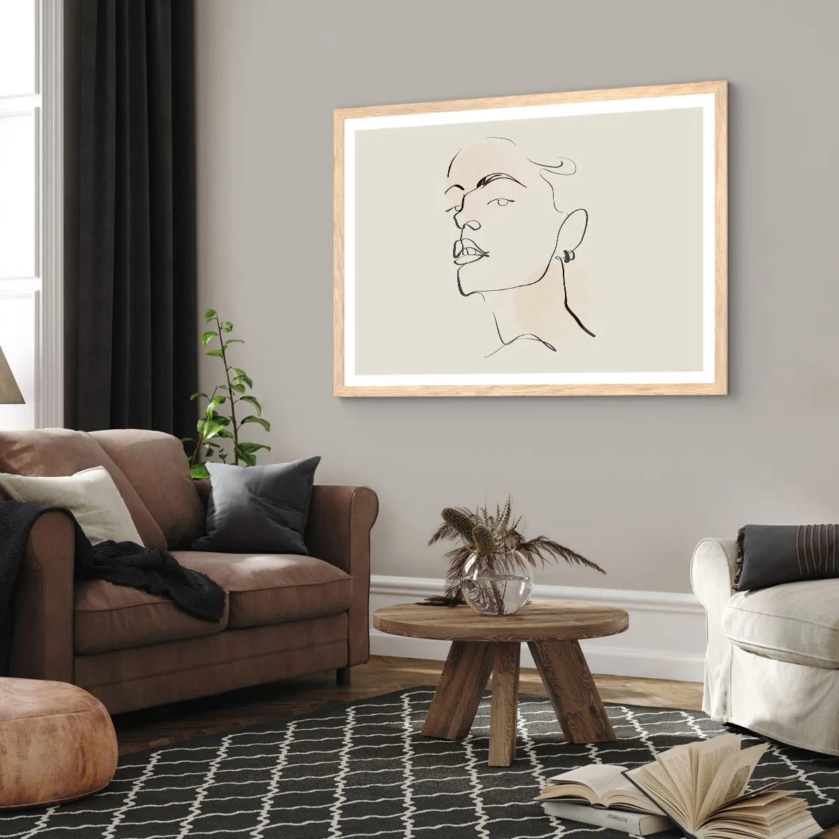 Affiche dans un chêne clair - Poster - Regard fier - 91x61 cm