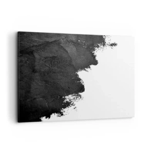Impression sur toile - Image sur toile - Abstraction en noir et blanc avec des coups de pinceau contrastés - 100x70cm - Éléments : terre - Décoration murale moderne pour le salon et la chambre ARTTOR